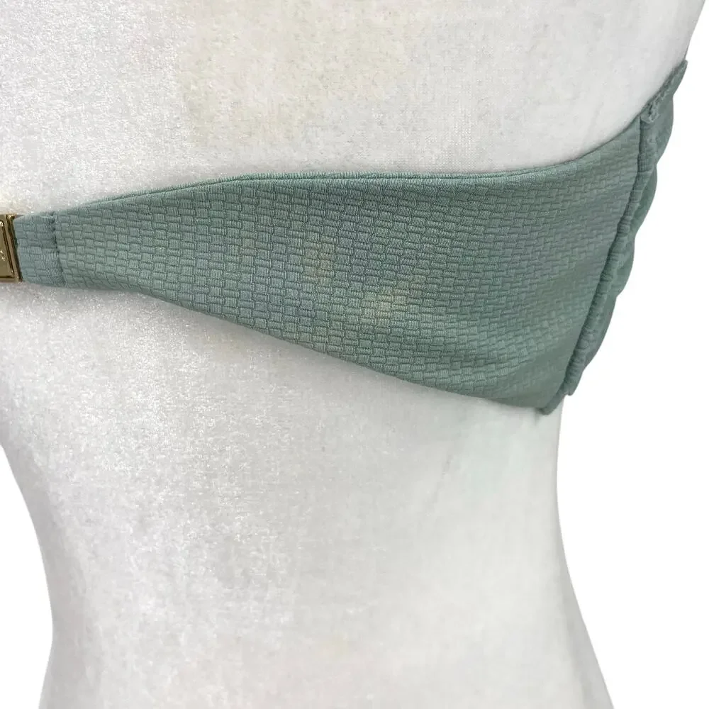 Marysia Swim‎ Women's M Green Antibes Bandeau Bikini Scalloped Strapless NWOT - Picture 5 of 9